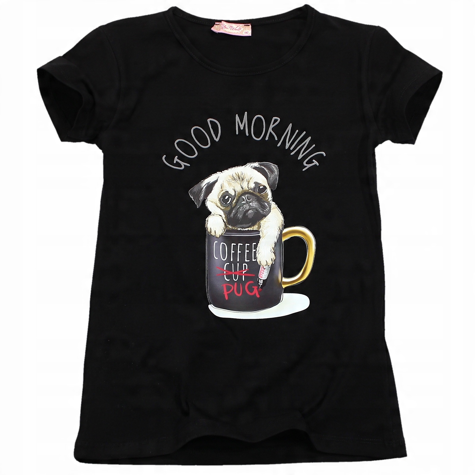 

Bluzka T-Shirt Nadruki Piesek Bawełna Czarna 128