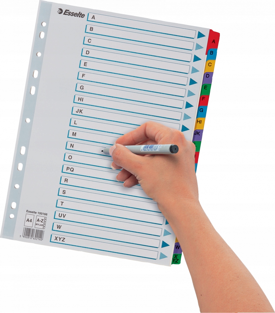 PRZEKŁADKI KARTONOWE ESSELTE MYLAR A-Z ALFABET x2 Stan opakowania oryginalne