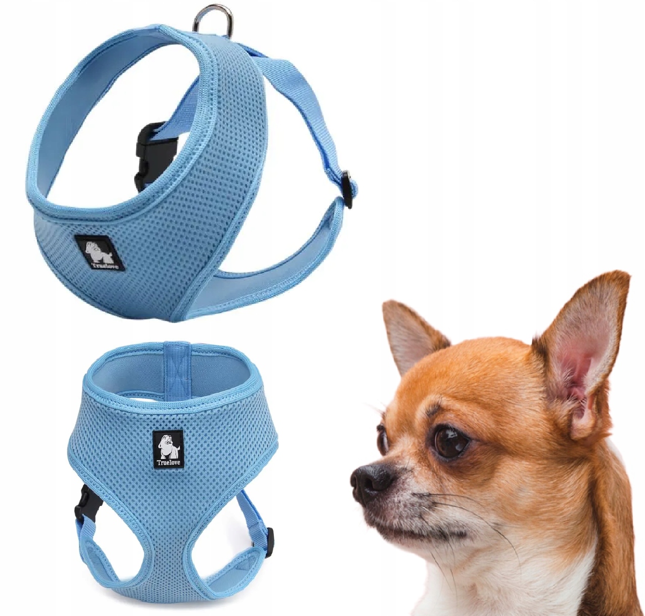 Levně Postroj Pro Malého Psa A Kočku Beztlakový Lehký Truelove Puppy Modrý Xs