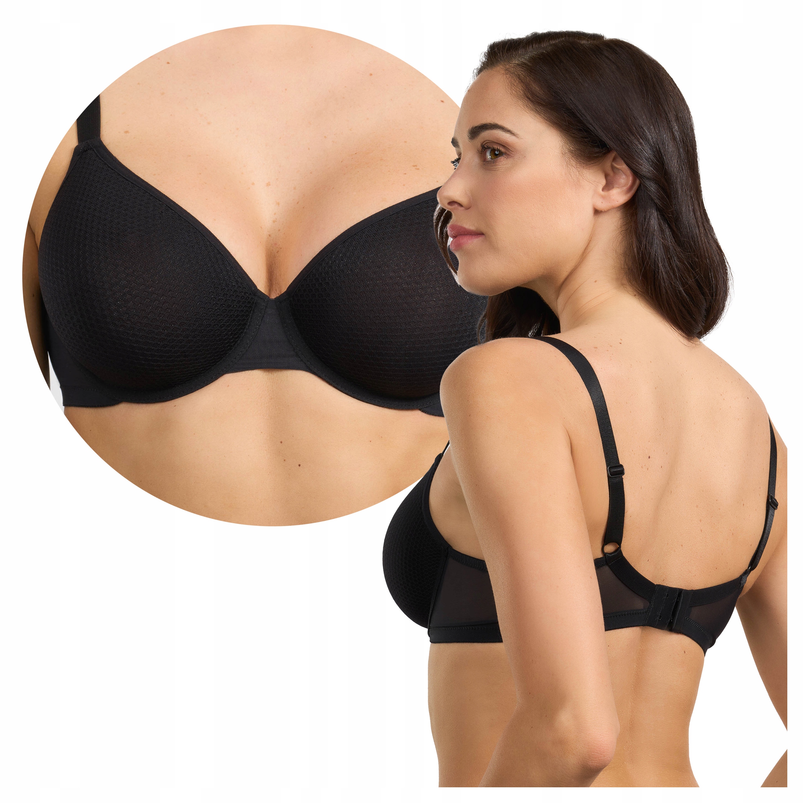 Vyztužená podprsenka s kosticemi, tenká, lehká, materiál, černá 80C