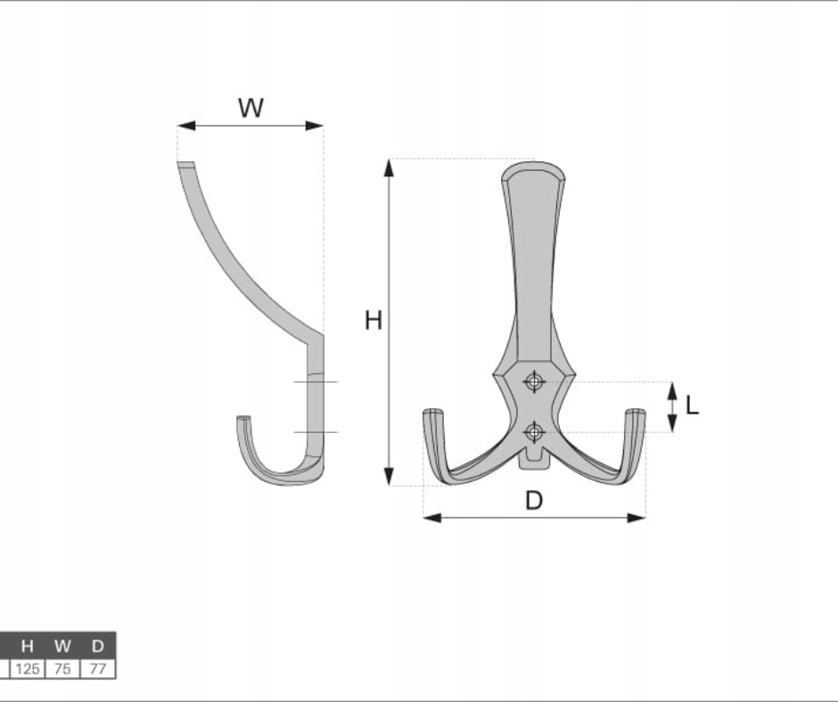 WIESZAK MEBLOWY WM 003 ALUMINIUM WIESZAK NA UBRANIA HACZYK MEBLOWY Kod producenta WM-003-A