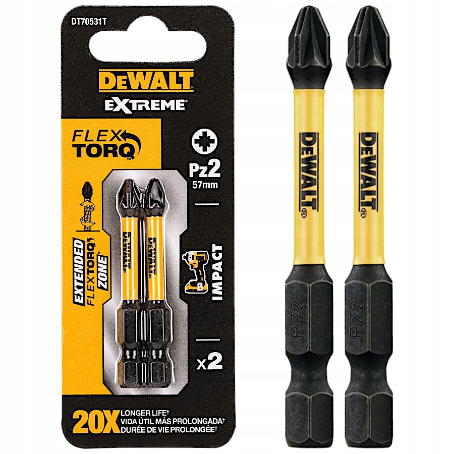 DEWALT Bity udarowe Pz2 50mm 1/4 2szt. DT70531T