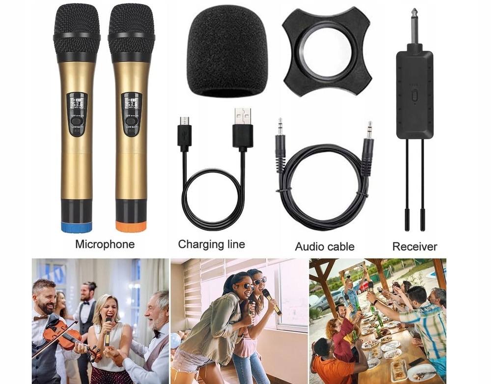 ZESTAW DWÓCH MIKROFONÓW BEZPRZEWODOWYCH Z ODBIORNIKIEM ALPOWL WXM-001 60M Kod producenta WXM-001