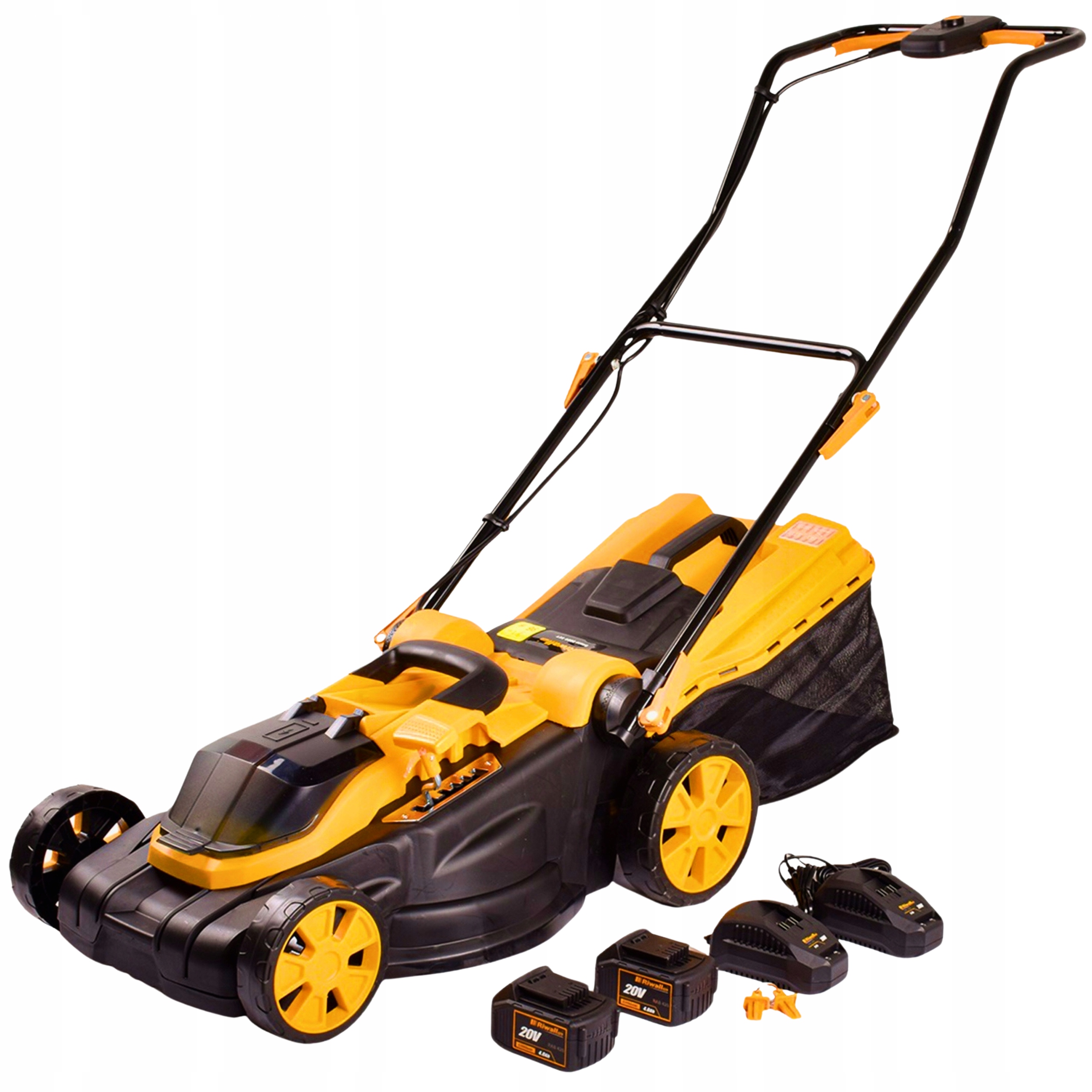 Akumulátorová sekačka 2Aku výkonná nabíječka Riwall 3820 40V 8Ah 38 Cm
