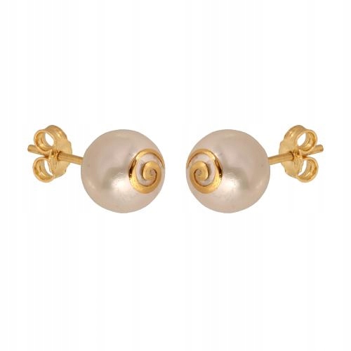 Zlaté 585 náušnice s perlami a zlatým zdobením ve tvaru slizu dárek