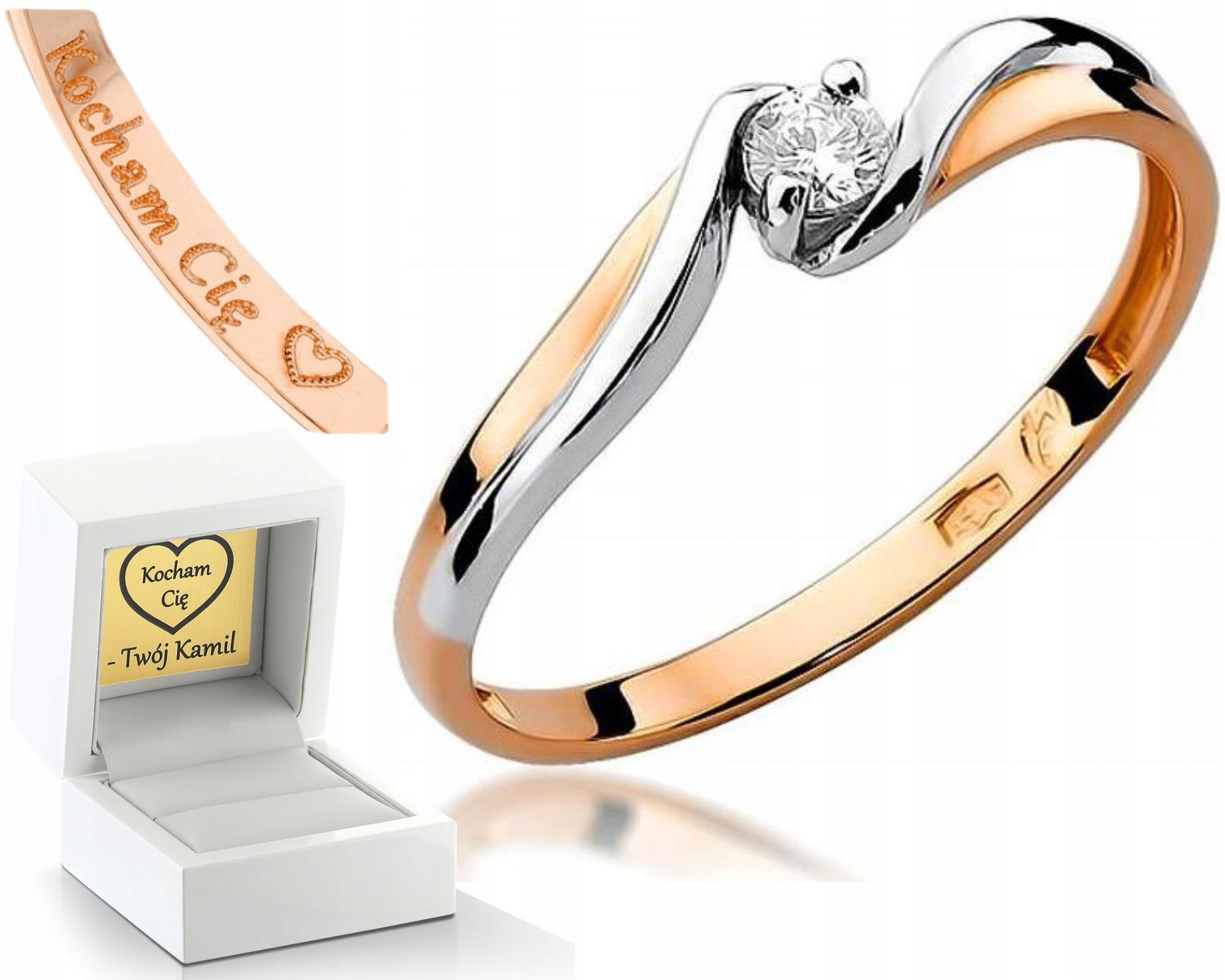 Prstýnek S Briliantem Růžové Zlato Gravírování Bonus Zlato