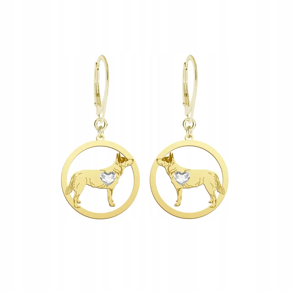 Náušnice Zlaté Australský Cattle Dog 925 Žena Šperky Gravírování