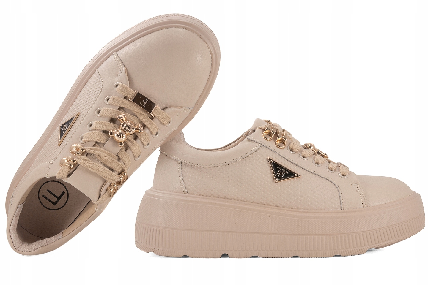 Filippo DP6382 Polobotky Tenisky Na Platformě Kožené, béžová 40