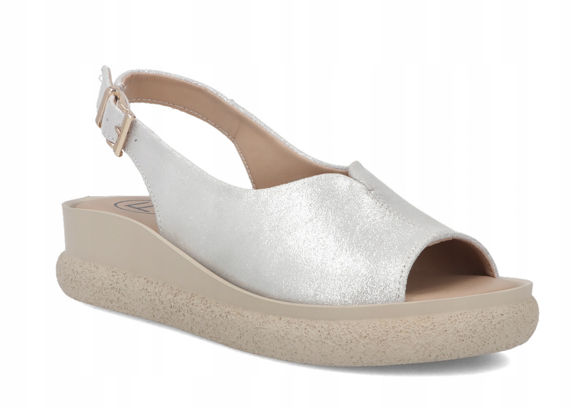 Skórzane Sandały Damskie Na Platformie Filippo DS7581 Buty Skóra Srebrne 36