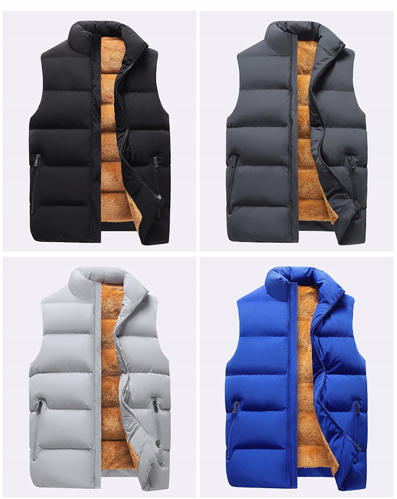 CIEPŁA KAMIZELKA MĘSKA GRUBY KURTKA PIKOWANA BEZRĘKAWNIK PUCHOWY OCIEPLACZ Zapięcie zamek