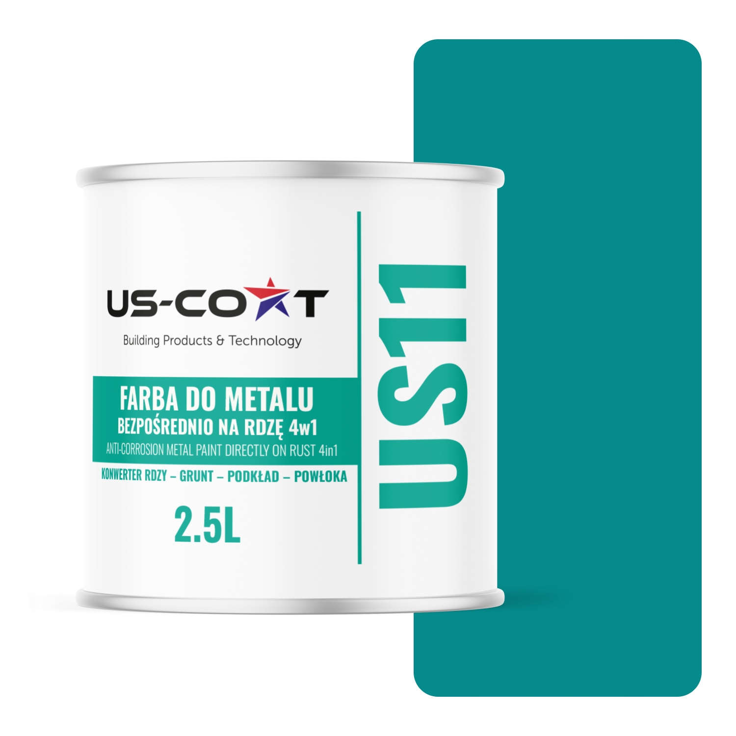 Farba Na Kov Na Plech 4v1 Modrá Tyrkysová RAL5018 Polomat 2,5L