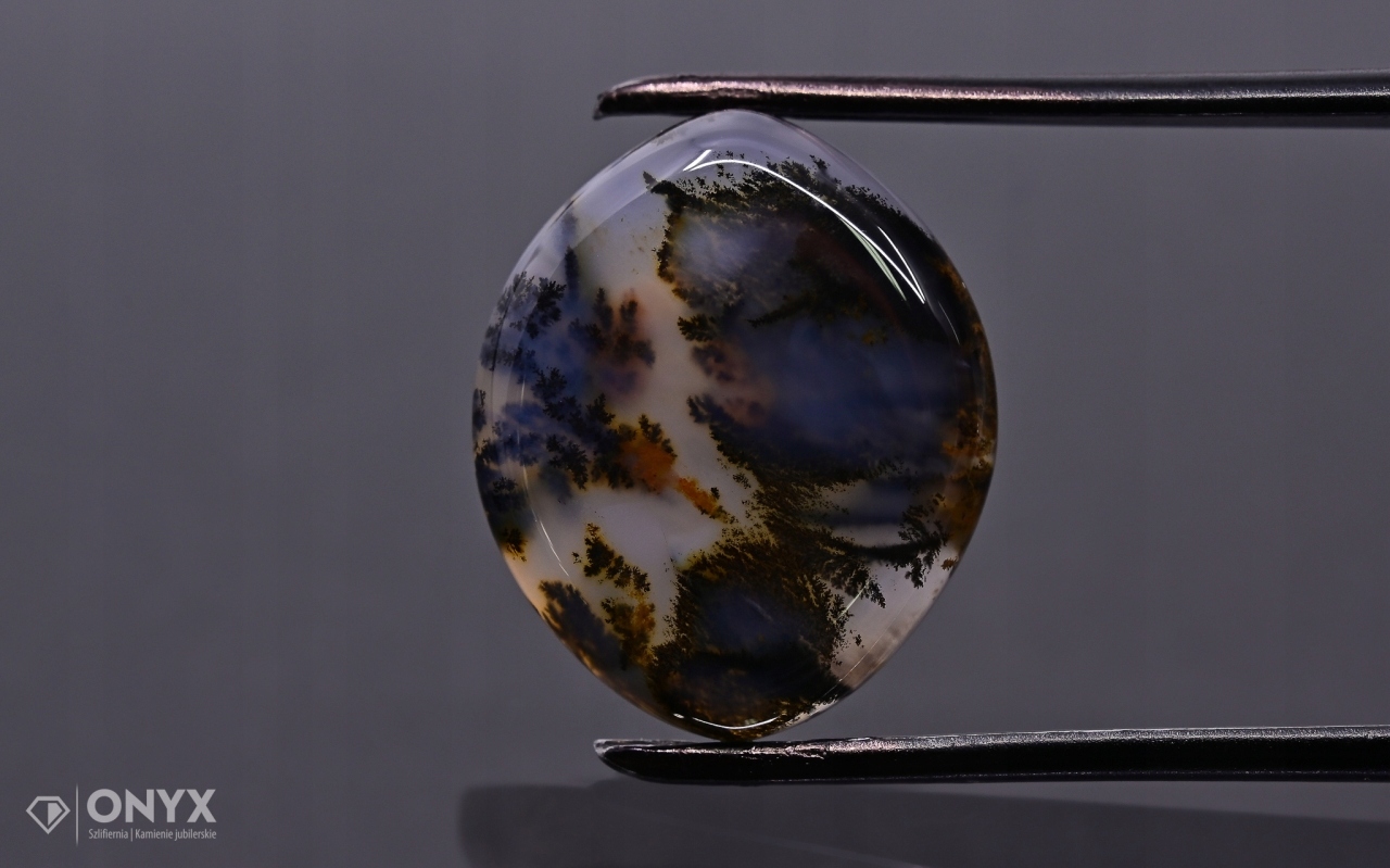 Dendritový achát z Kazachstánu mělká markýza 19x16