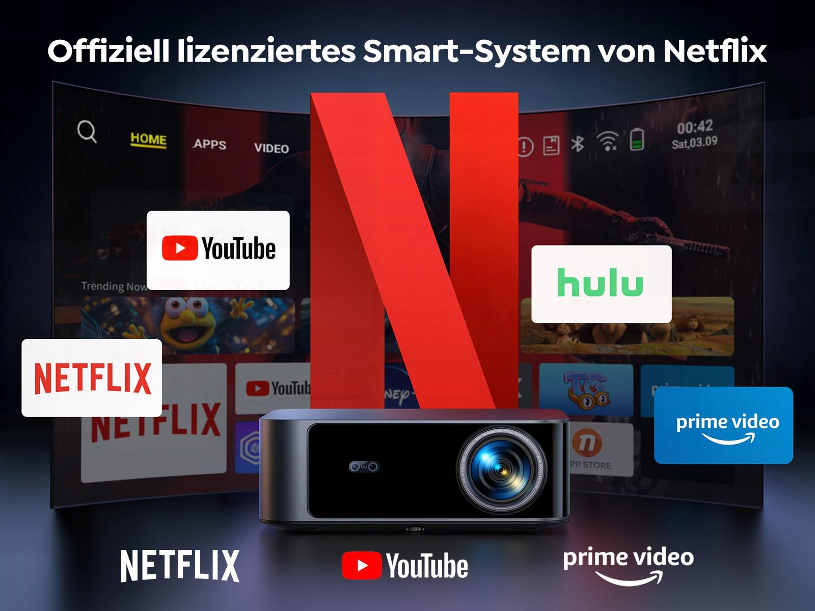 TOPTRO Projektor 4K 1200 ANSI Netflix Dolby Audio Bluetooth WiFi Kino — miniatura 2