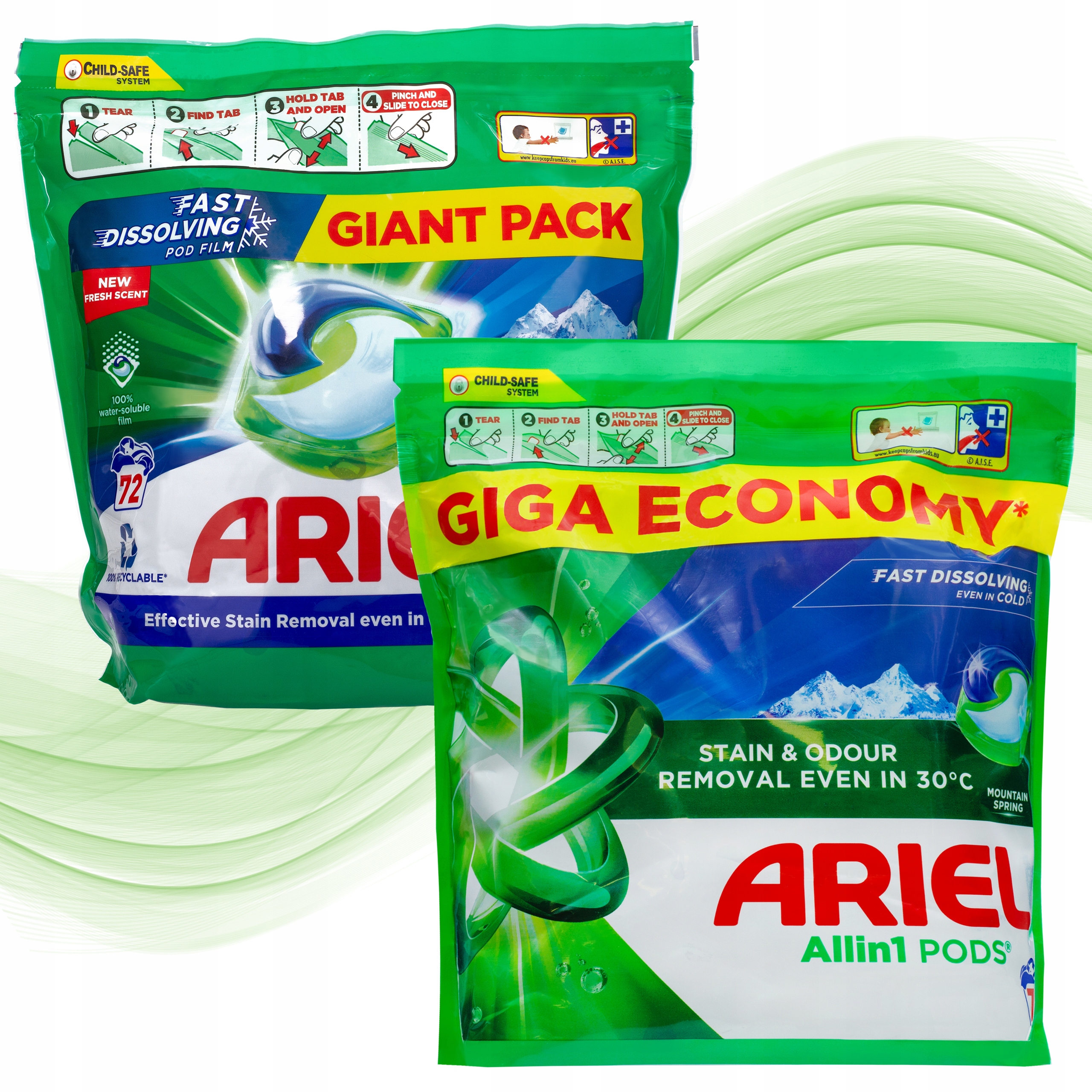 Sada Ariel Kapsle na praní bílého a barevného prádla 2x70ks 140 praní