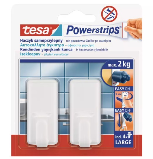 

Tesa Haczyk Klasyczny Prostokątny Duży 2 Szt 2 Kg
