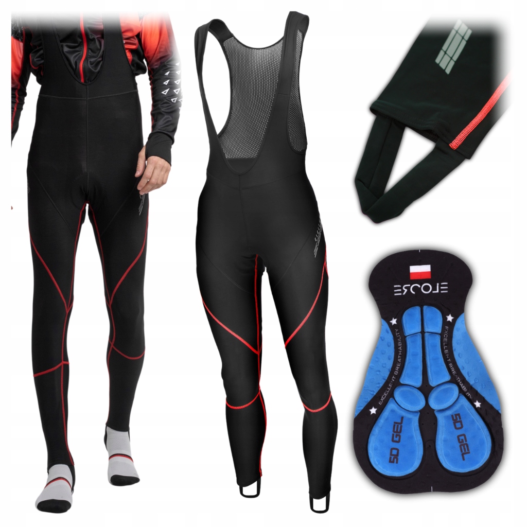 Zimní cyklistické kalhoty na kolo 3XL s vložkou pro muže a ramenními popruhy