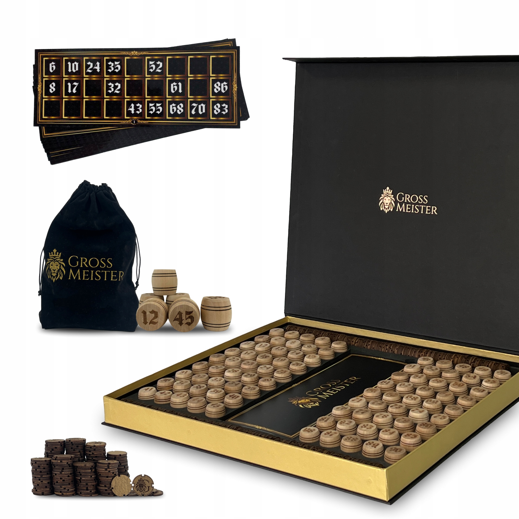 GROSSMEISTER Premium Gra Bingo z eleganckim pudełkiem RĘCZNIE ROBIONA