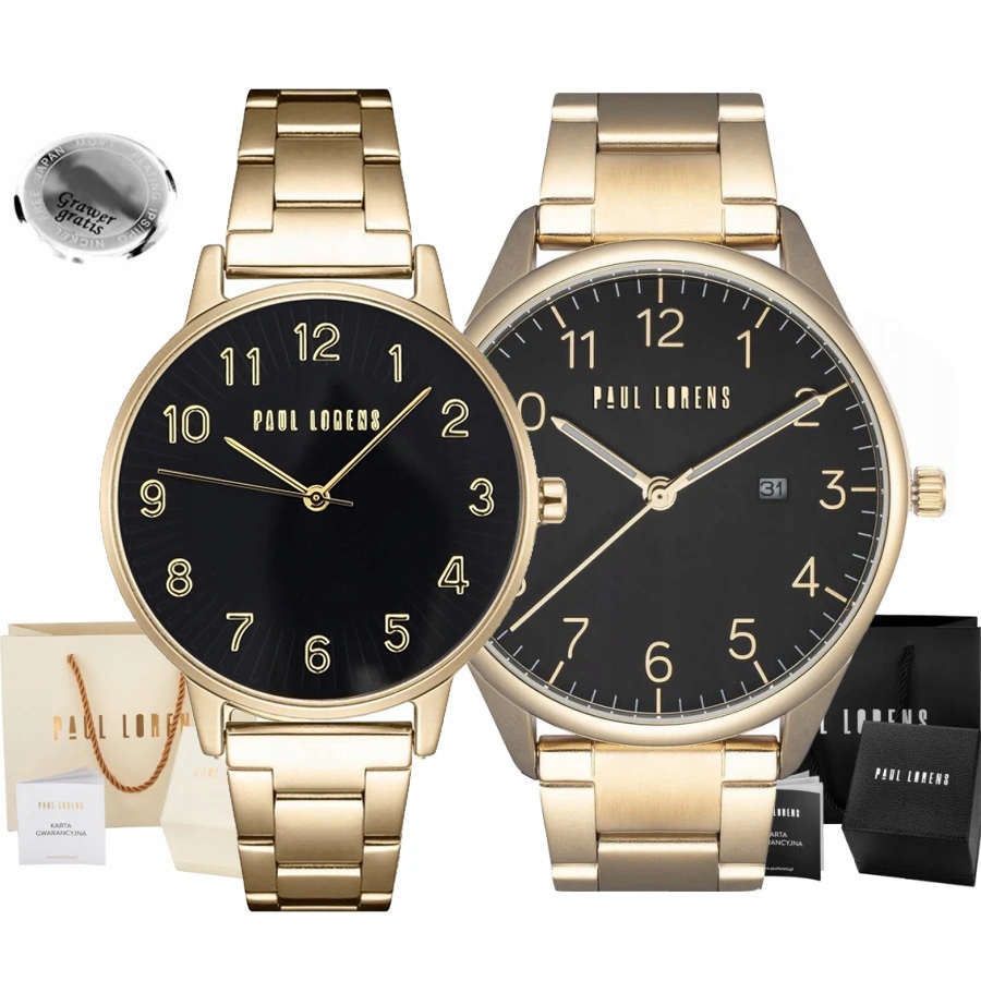 Sada hodinek pro páry Paul Lorens na ocelovém náramku. Ideální Jako Dárek Krabička