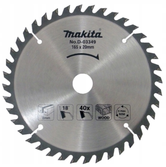 

Makita D-03349 Piła Tarcza Do Drewna 165x20mm 40z
