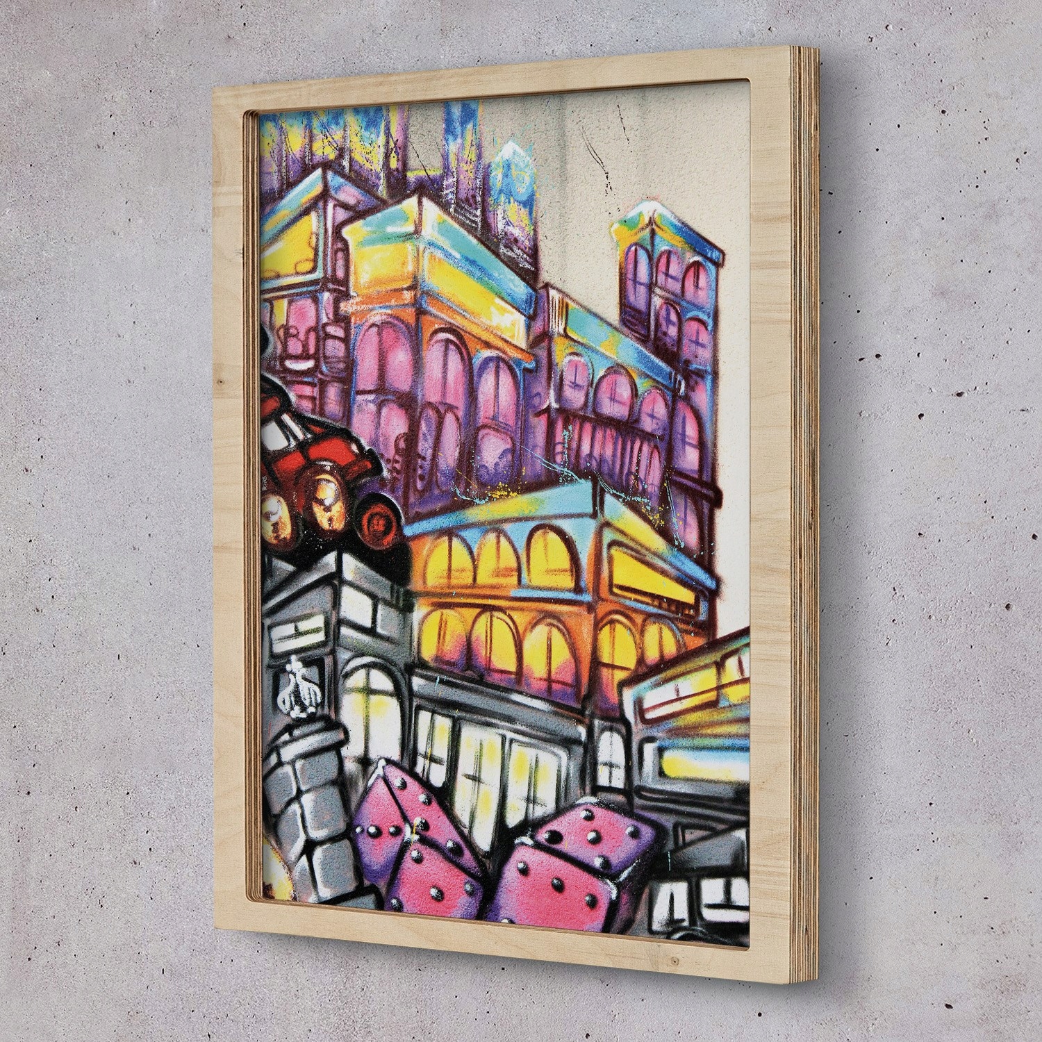 Obraz v rámu na zeď Graffiti budova 20x30