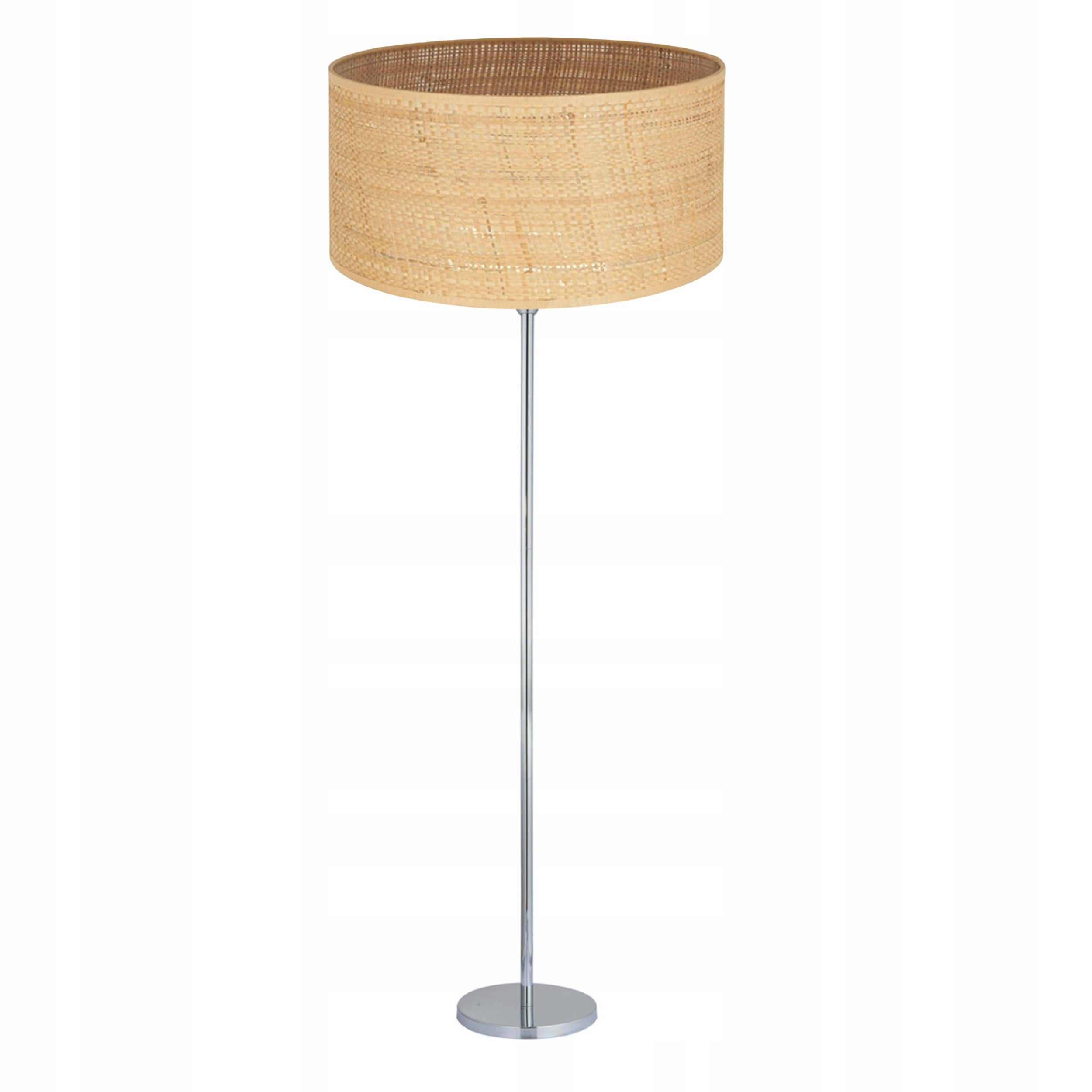 Podlahová Stojací Lampa Chrom Ratanové Stínidlo 40 CM E27