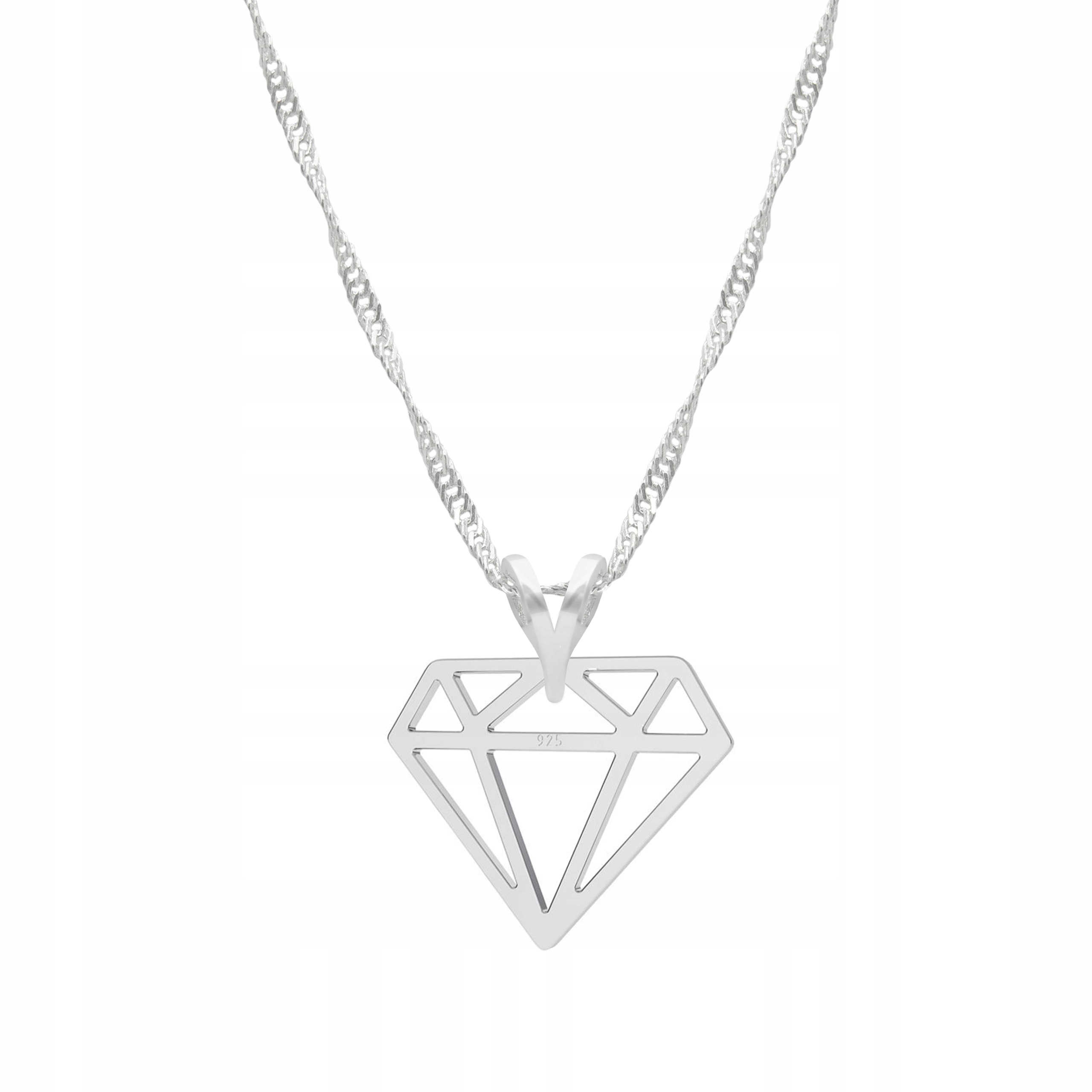 Stříbrný řetízek náhrdelník 925 Diamantový přívěsek