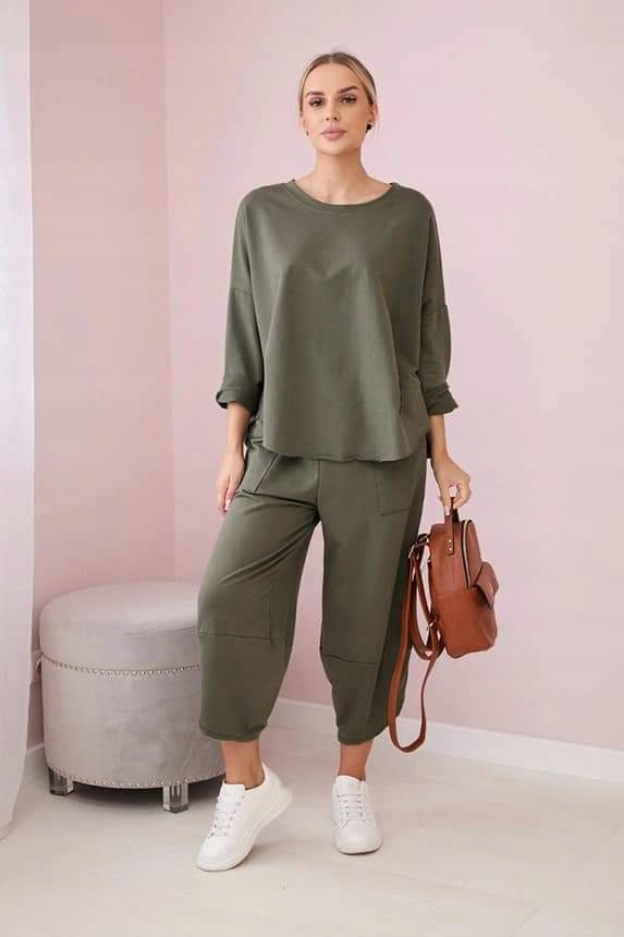 Komplet bawełniany bluza plus spodnie oversize Moda Włoska Marka Kesi