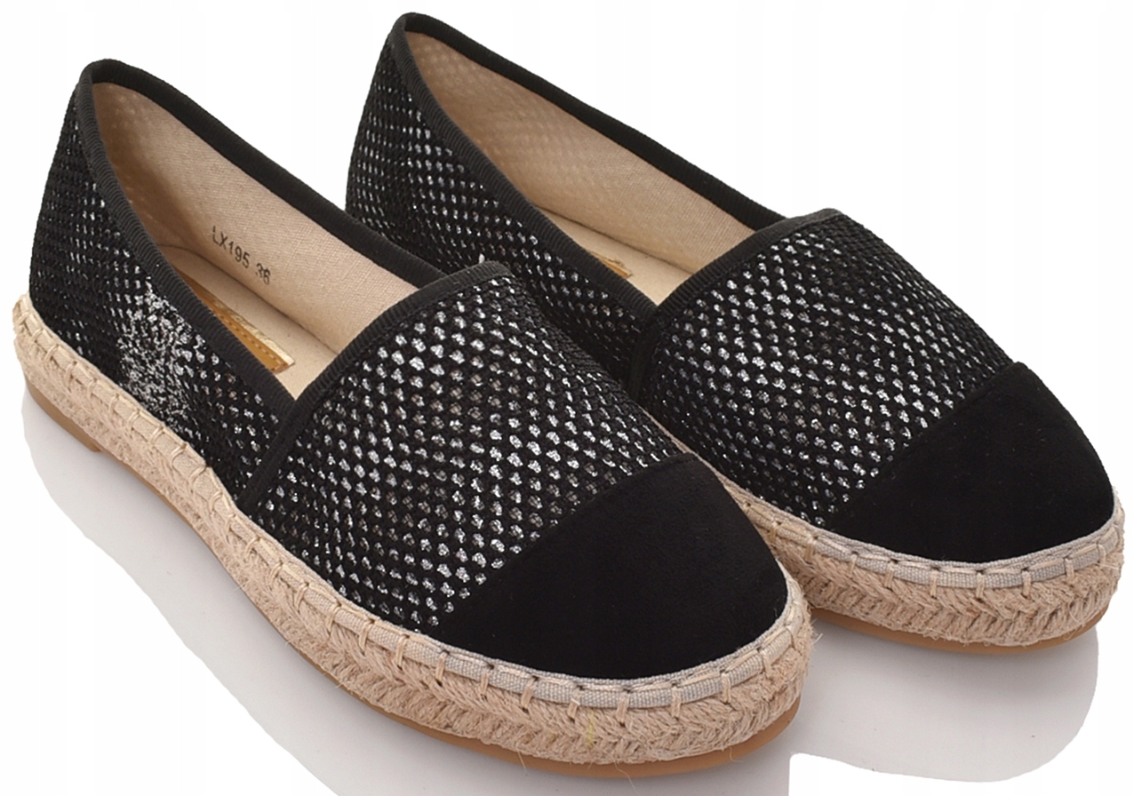 

Damskie Espadryle Na Słomce Wsuwane Zamsz