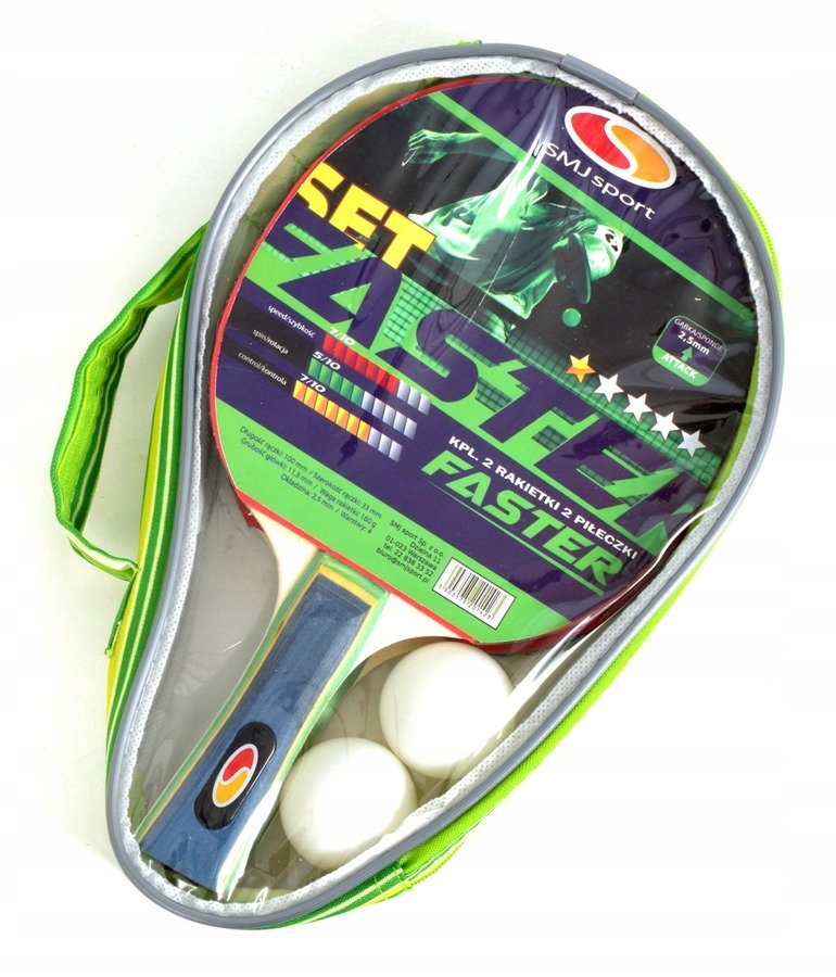 2 RAKIETKI + PIŁECZKI DO GRY W TENISA STOŁOWEGO PING PONGA SMJ FASTER SET Model FASTER SET