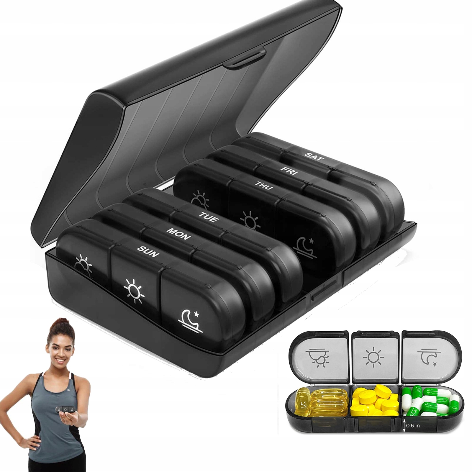 

Tygodniowe Pudełko Na Pigułki 7 Dni 3 Przegródki