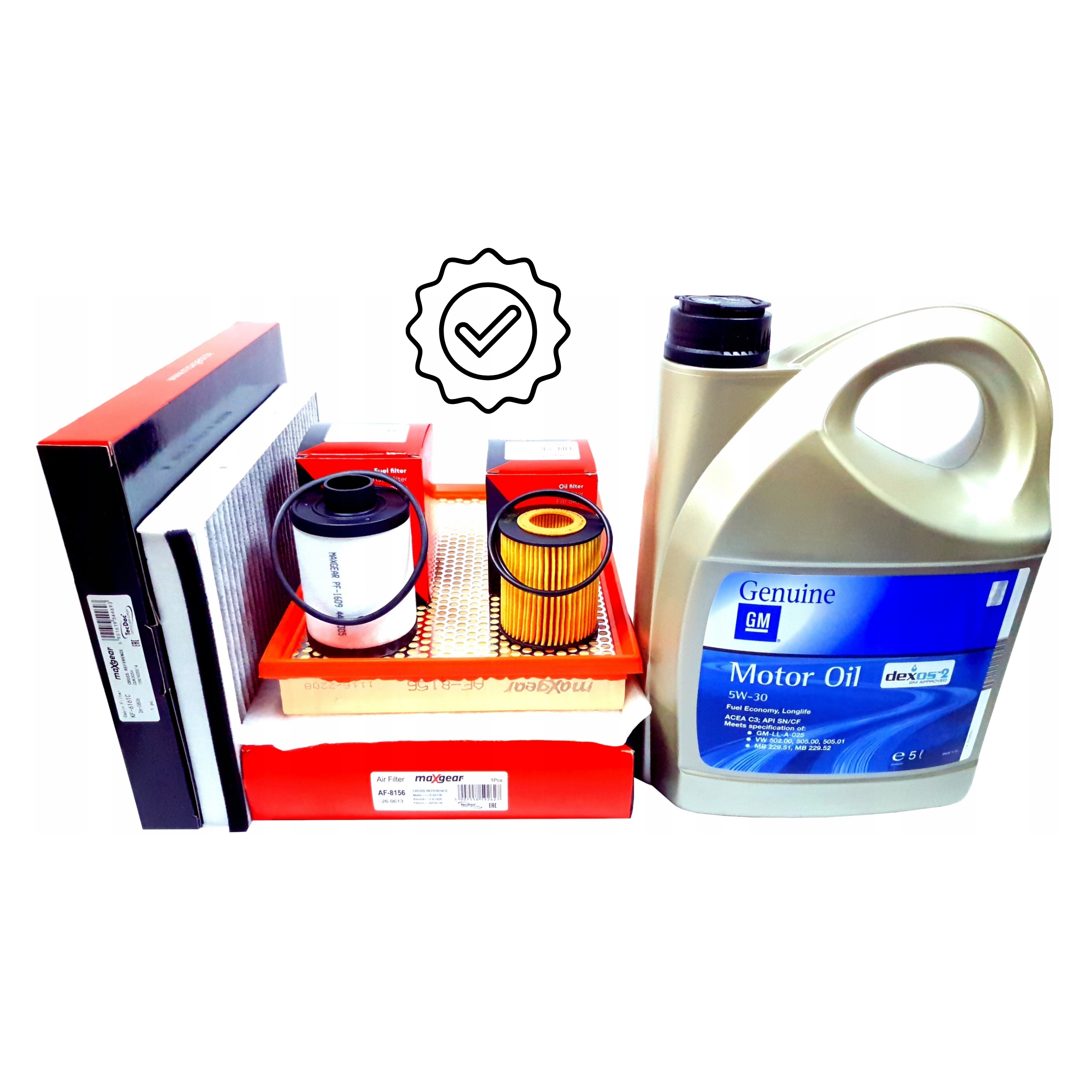 Komplet 4 Filtrů Olej Gm 5W-30 5L Pro Opel Astra H 1.9 CDTi