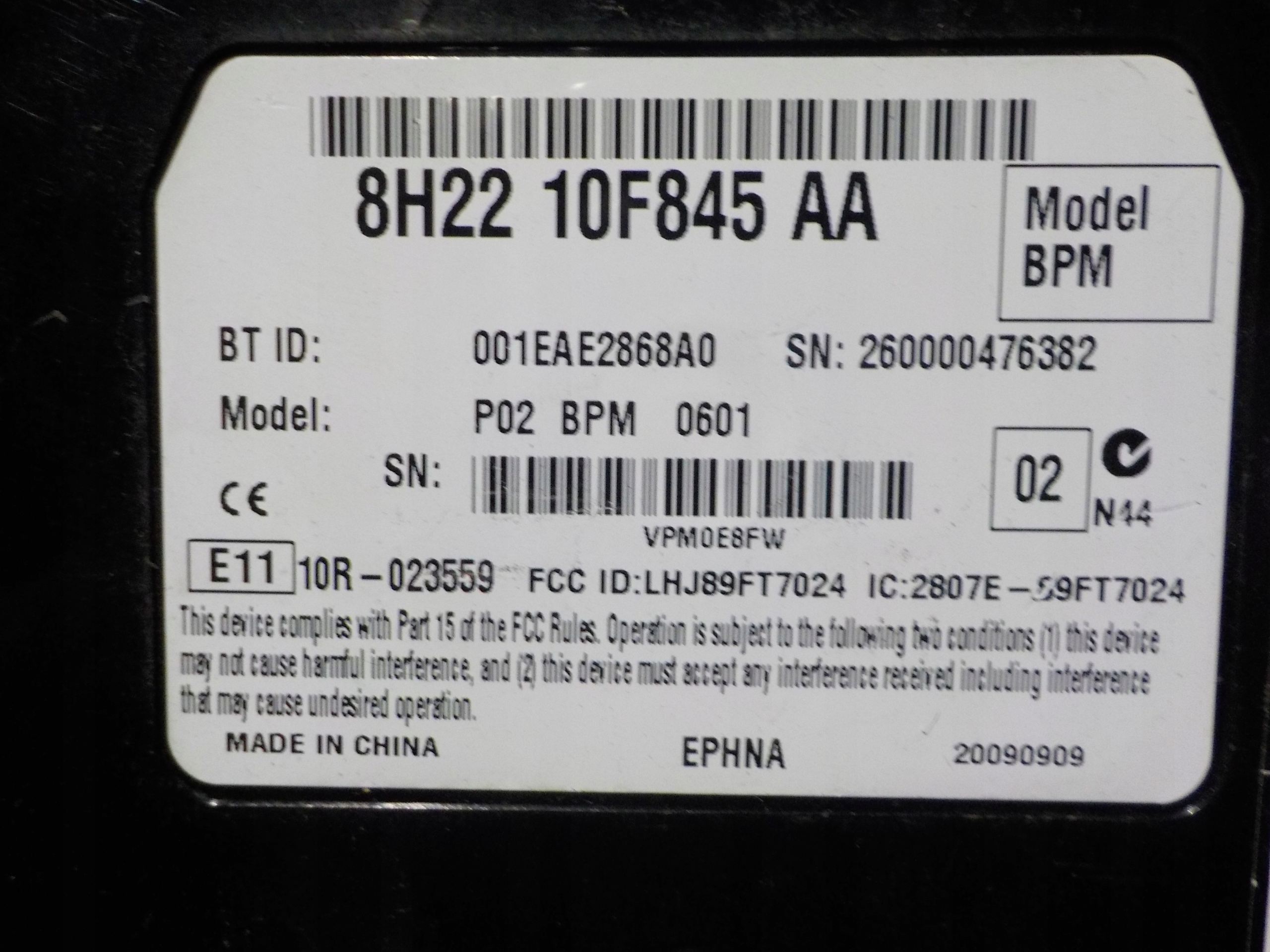LAND ROVER modulo BLUETOOTH 8H2210F845AA BPM