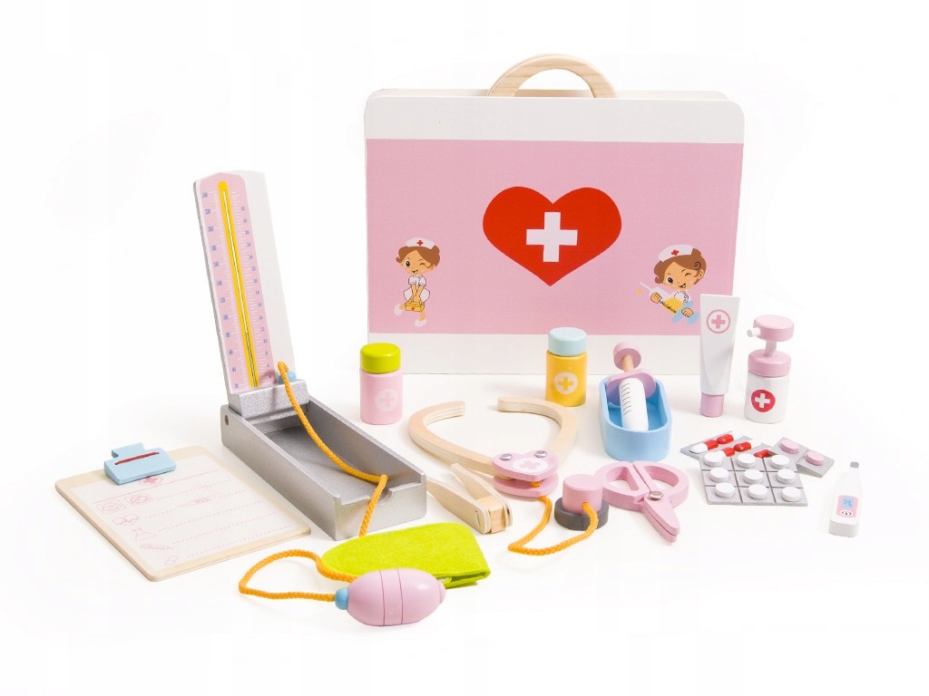 

Zestaw lekarski drewniany doktor lekarz w walizce