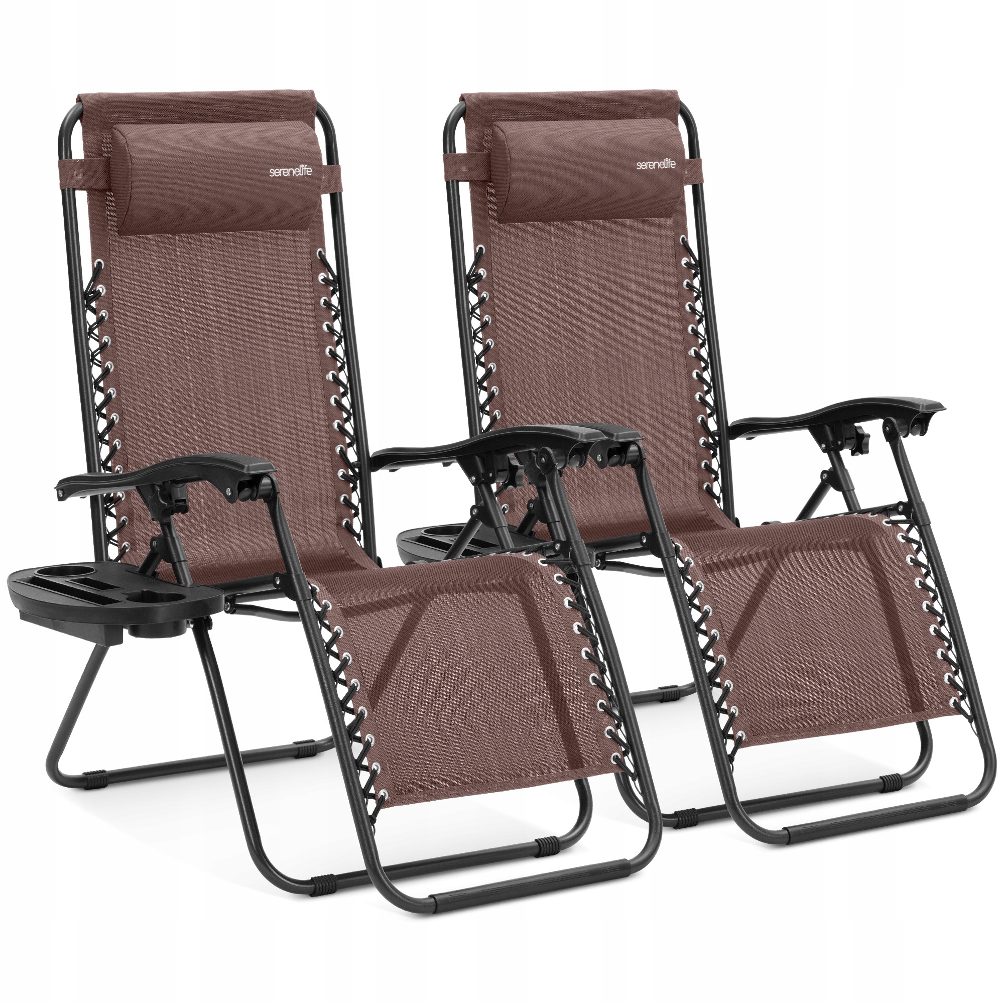 Skladacie Terasové Kempingové Záhradné Stoličky, Sada 2 Kusov, Hnedé