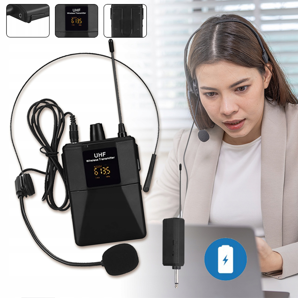 Bezdrátový mikrofonní systém Uhf s vysílačem mikrofonu do 50 m
