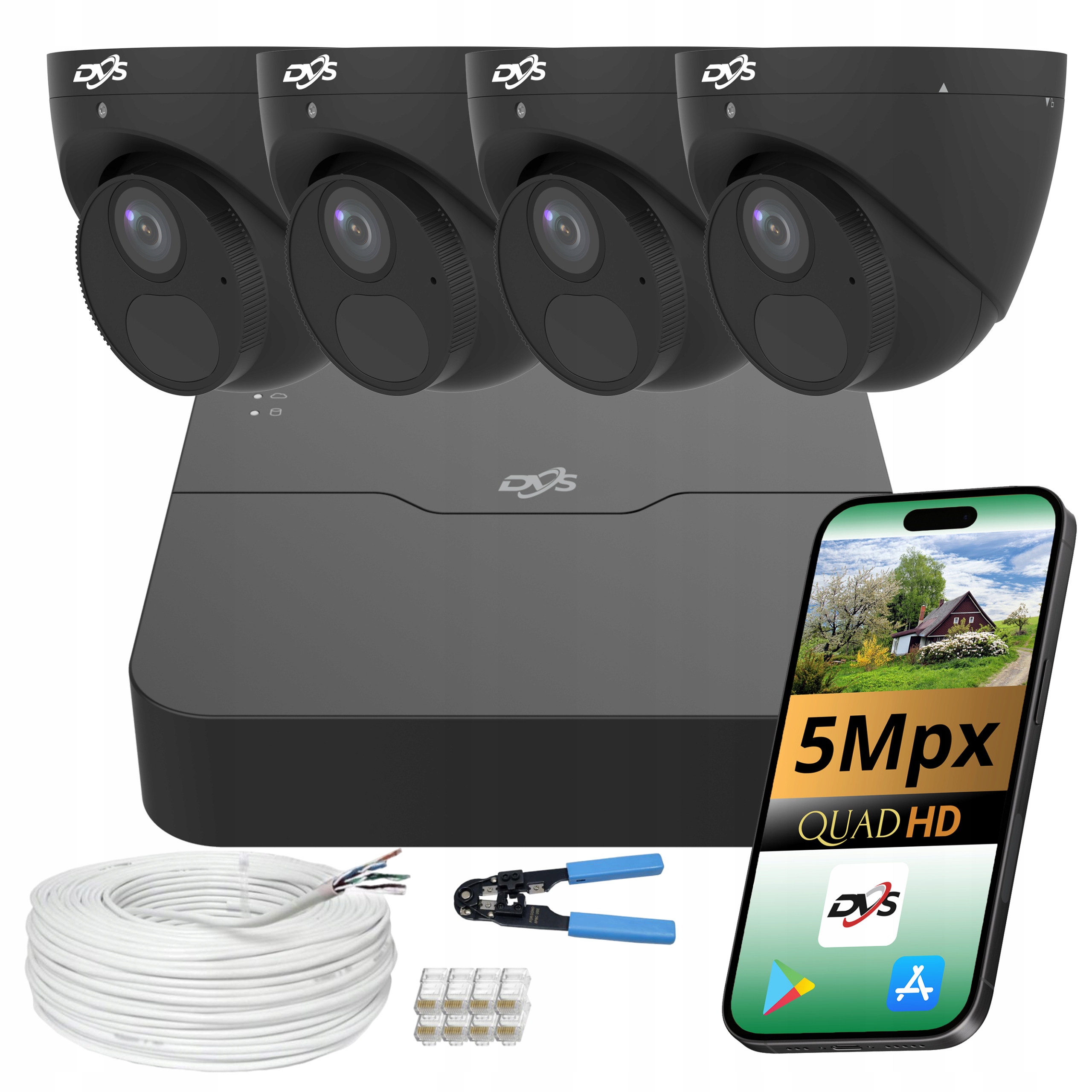 Sada Kamer Ip Na Monitorovanie 5Mpx Poe Metalová Čierna Smart Dvs