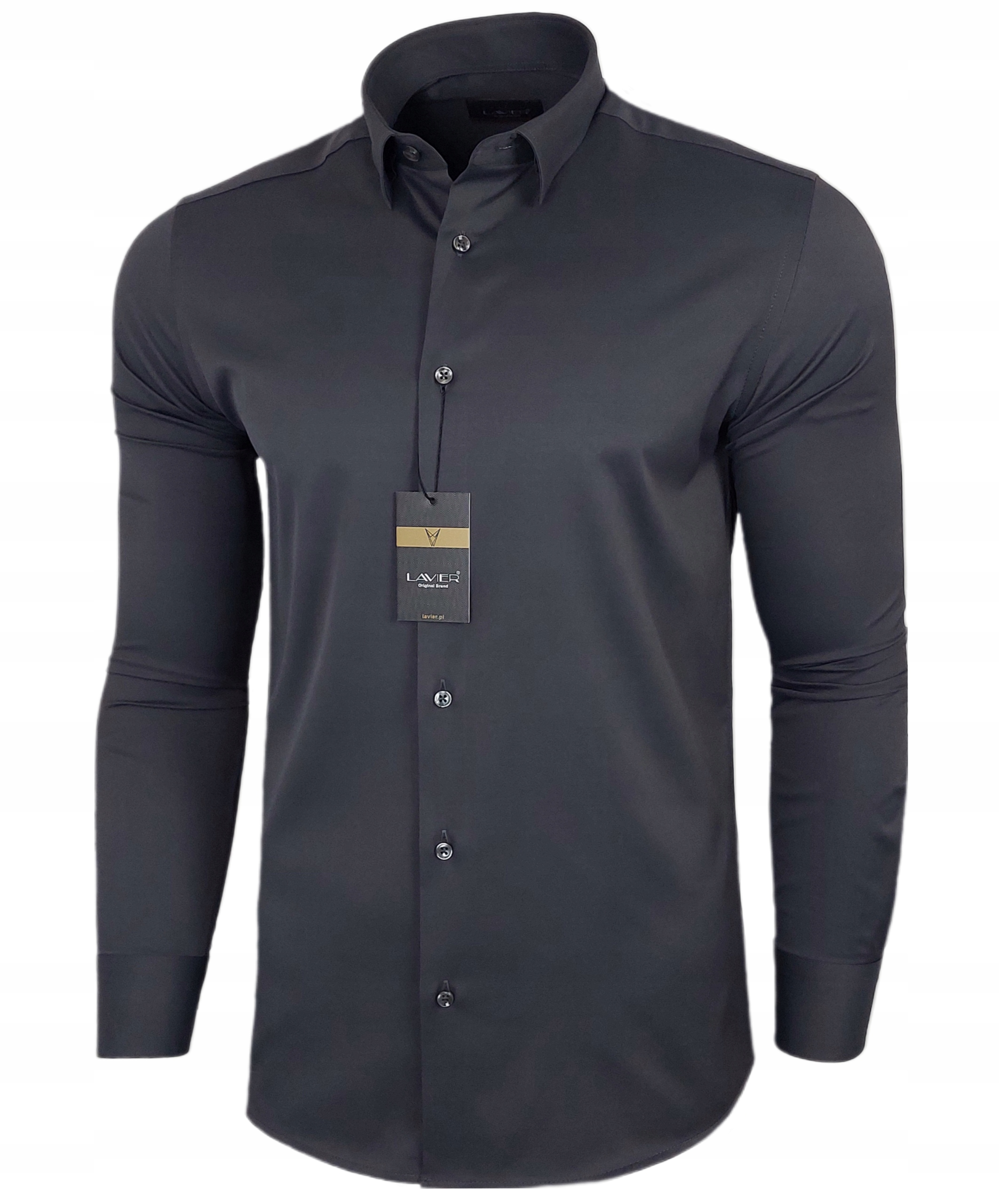 Pánská košile hladká Lavier grafitová – elegantní Slim Fit bavlněná, velikost XL