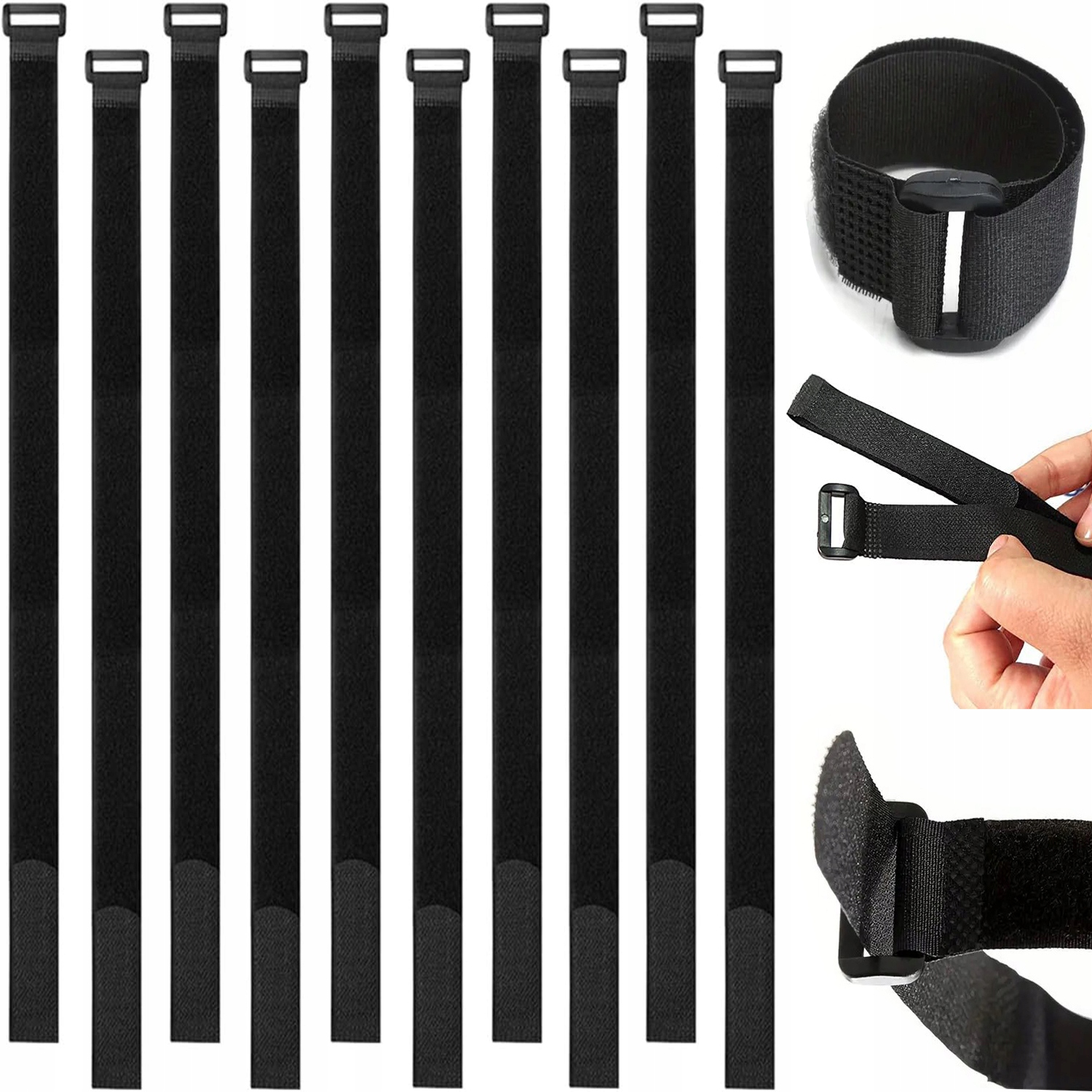 Opaska Rzep Organizer Kabli Przelotka Mocna Taśma 40 CM x 2CM 10 Sztuk