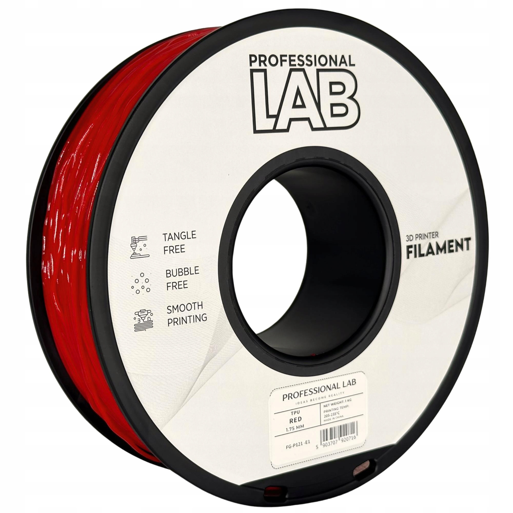 2 x Filament Prof. Lab Tpu Red Czerwony Elastyczny Guma 95A 1.75mm 1kg