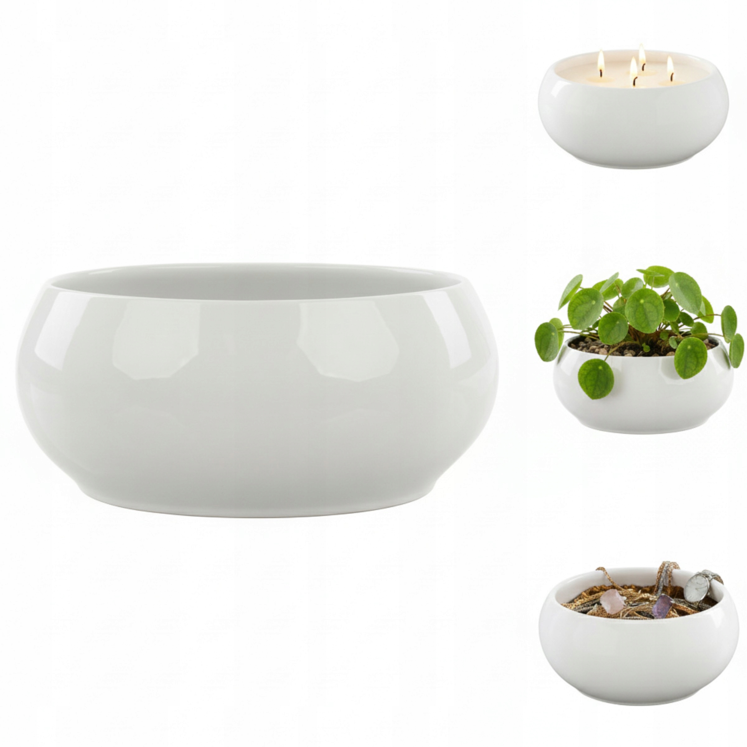 Doniczka osłonka misa ceramiczna biały połysk ø24cm gładka glamour