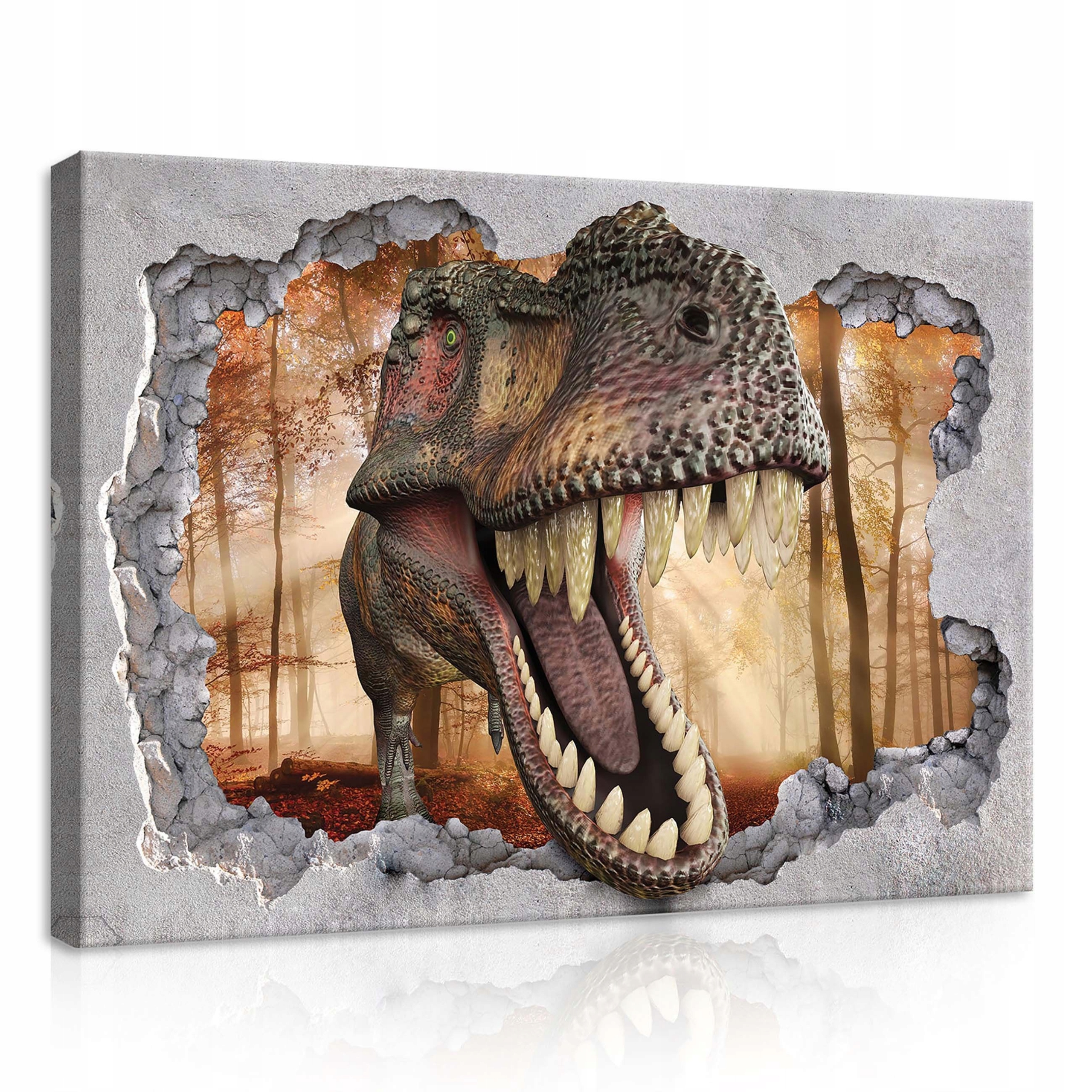 Obraz 70x50 Dinosaurus T-Rex stěna les iluze 3D umění
