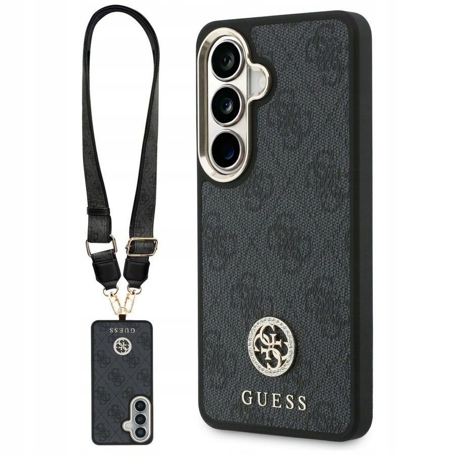 Pouzdro Guess 4G Big Rhinestone Triangle Strap MagSafe pro Samsung S26, černé