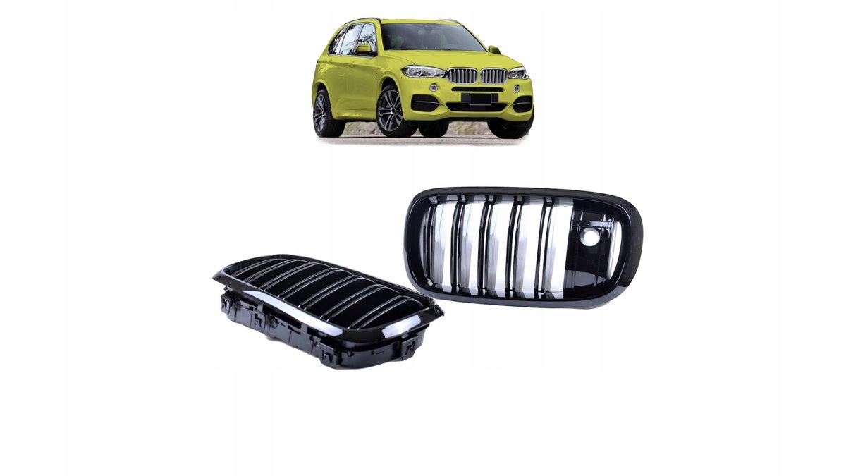 Gril Bmw X5 F15 F85 X6 F16 F86 dvojité rebrá Gloss Black camera