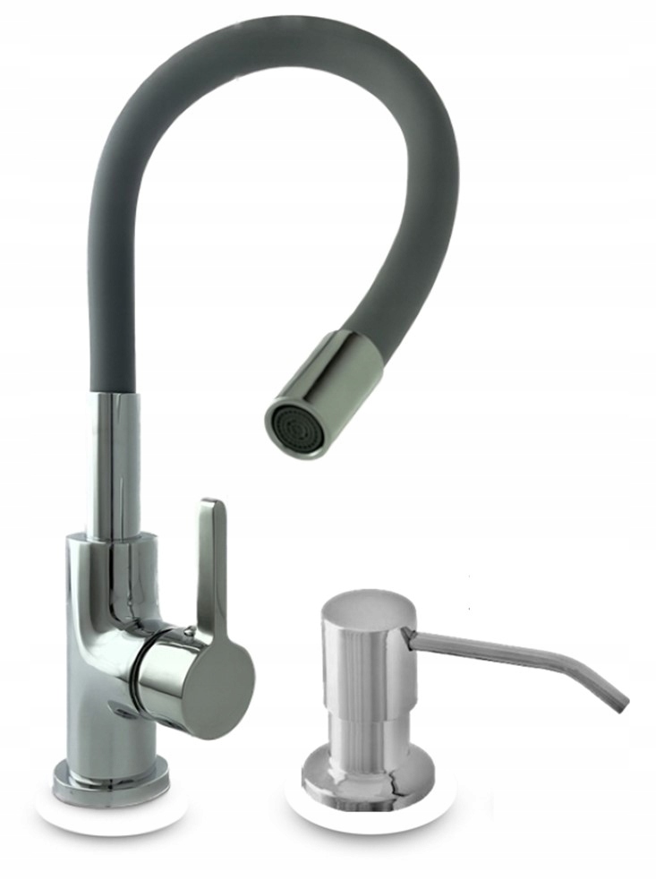 

Bateria Kuchenna Szara Elastyczna dozownik Chrom