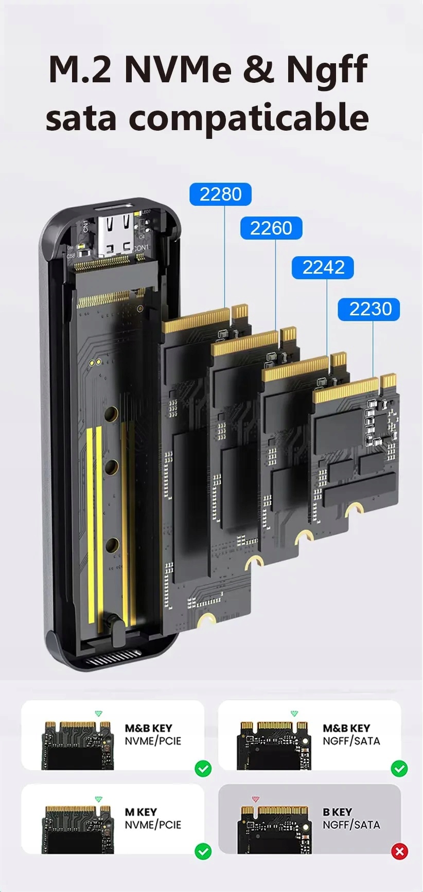 Adapter Kieszeń dysk 3.1 M.2 USB-C obudowa 10Gb/s Kod producenta RE2M2