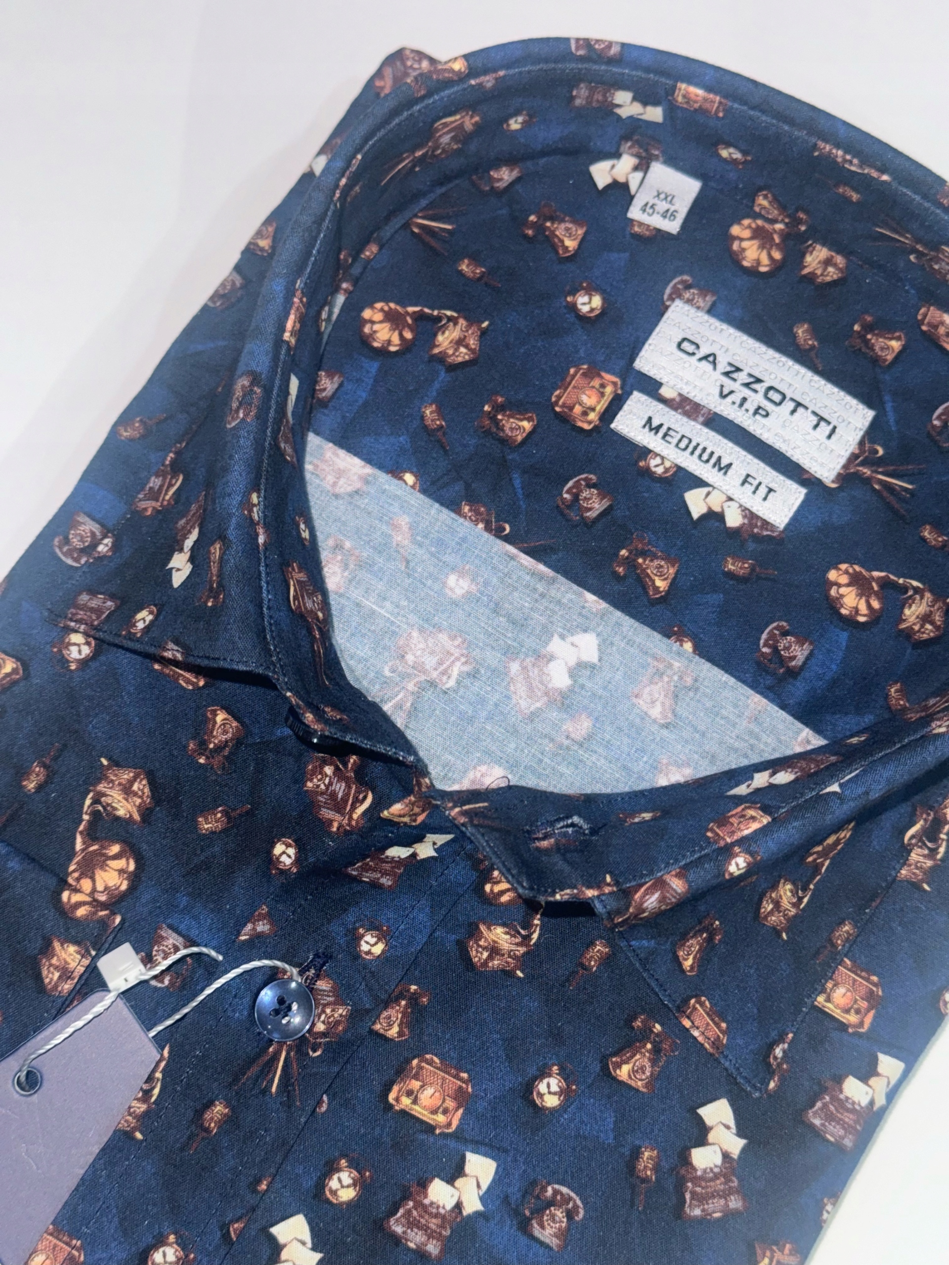 Cazzotti pánská košile vzor Námořnická Modrá Fotoaparát s dlouhým rukávem medium fit L 41/42 39C
