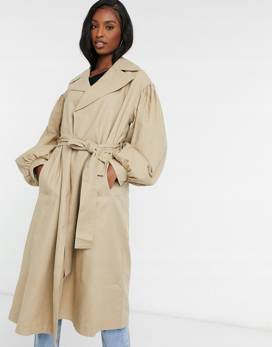 OVERSIZE PŁASZCZ DAMSKI BEŻOWY L 719 Kolor beżowy