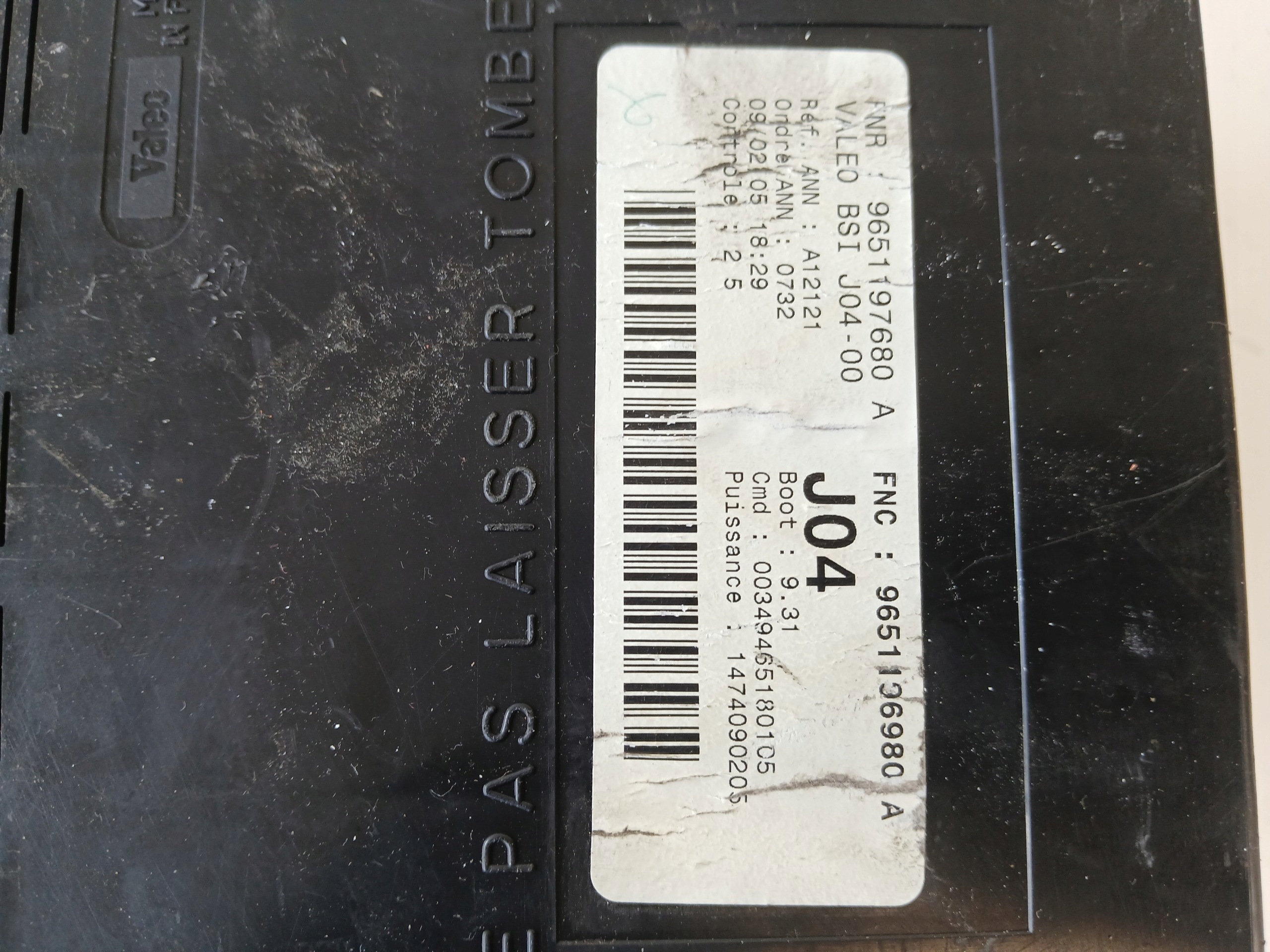 PEUGEOT 307 Module fusibles 9651197680A