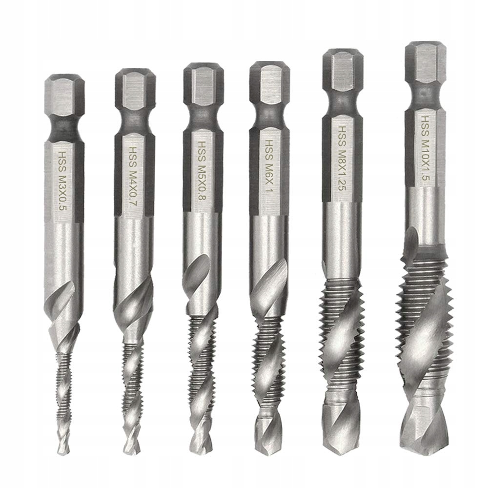 WIERTŁA GWINTUJĄCE HSS M3 - M10 GWINTOWNIKI 6 SZT Marka Silver
