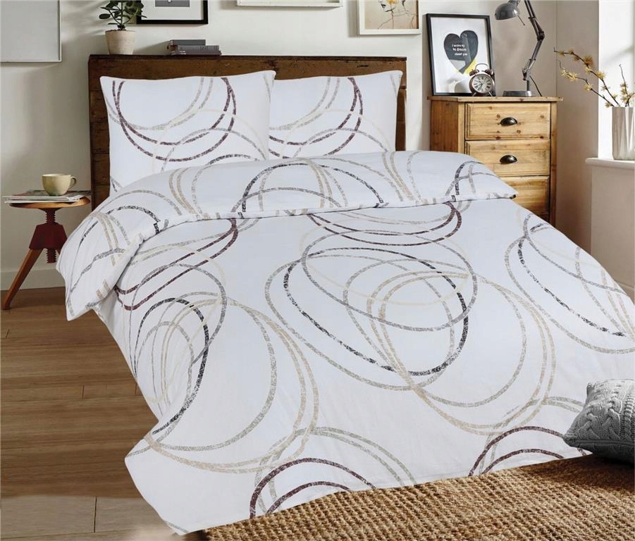 Povlečení Flanelové 160x200 F80A Bílé s kruhy